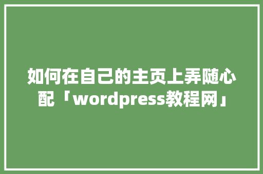如何在自己的主页上弄随心配「wordpress教程网」 Web前端