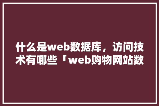 什么是web数据库，访问技术有哪些「web购物网站数据库有哪些」