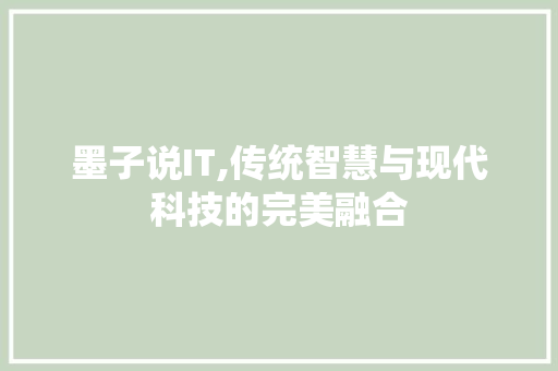 墨子说IT,传统智慧与现代科技的完美融合