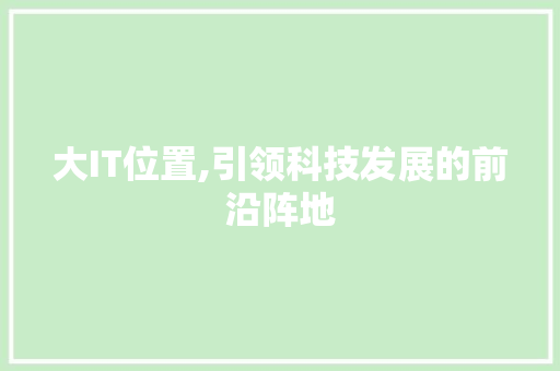 大IT位置,引领科技发展的前沿阵地