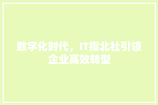 数字化时代，IT指北社引领企业高效转型 服务器/数据库