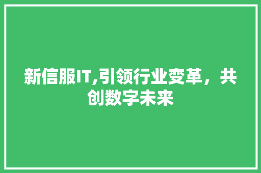 新信服IT,引领行业变革，共创数字未来