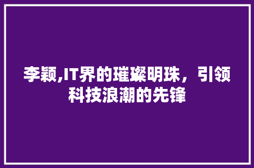 李颖,IT界的璀璨明珠，引领科技浪潮的先锋