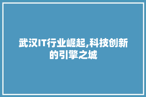 武汉IT行业崛起,科技创新的引擎之城