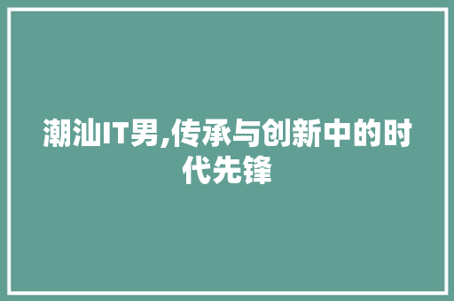 潮汕IT男,传承与创新中的时代先锋