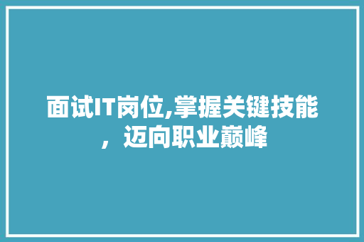 面试IT岗位,掌握关键技能，迈向职业巅峰