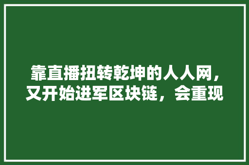 靠直播扭转乾坤的人人网，又开始进军区块链，会重现昔日辉煌吗「web数据库连接过多怎么解决」 服务器/数据库
