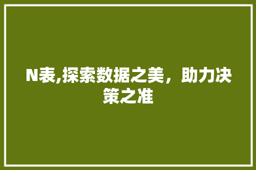 N表,探索数据之美，助力决策之准