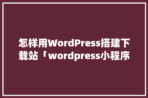 怎样用WordPress搭建下载站「wordpress小程序教程」 SEO教程