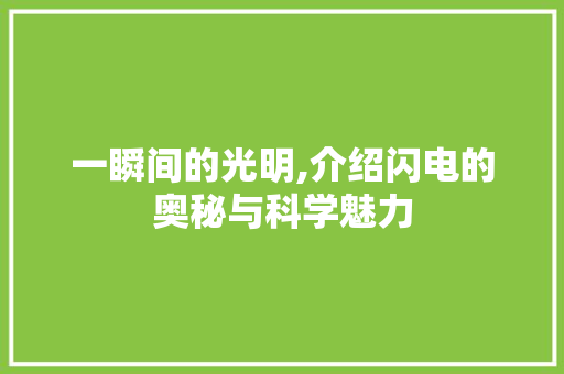 一瞬间的光明,介绍闪电的奥秘与科学魅力