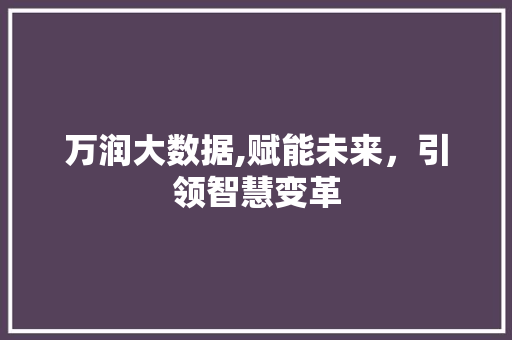 万润大数据,赋能未来，引领智慧变革