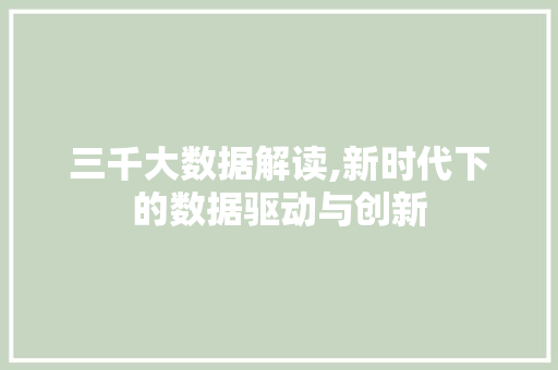 三千大数据解读,新时代下的数据驱动与创新