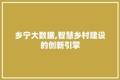 乡宁大数据,智慧乡村建设的创新引擎