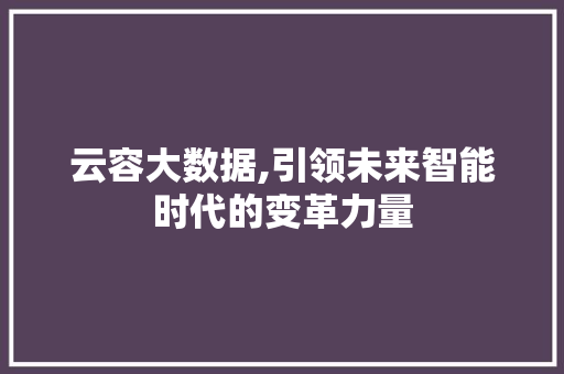 云容大数据,引领未来智能时代的变革力量 Web前端