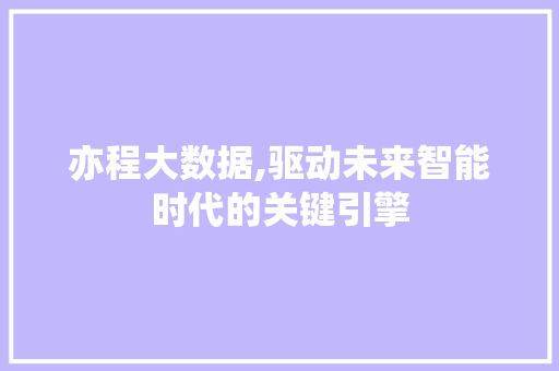 亦程大数据,驱动未来智能时代的关键引擎
