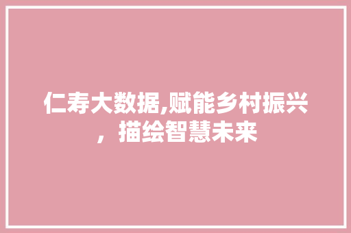 仁寿大数据,赋能乡村振兴，描绘智慧未来 建站教程