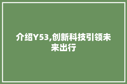 介绍Y53,创新科技引领未来出行 SEO教程