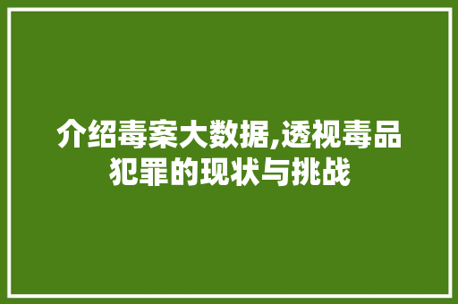 介绍毒案大数据,透视毒品犯罪的现状与挑战