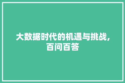 大数据时代的机遇与挑战,百问百答 建站教程