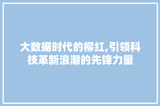 大数据时代的柳红,引领科技革新浪潮的先锋力量