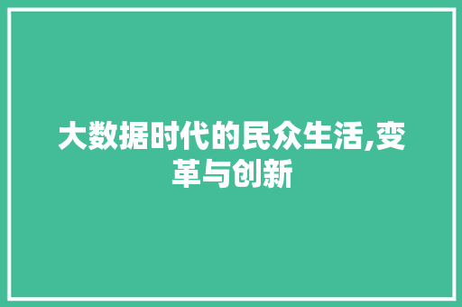 大数据时代的民众生活,变革与创新