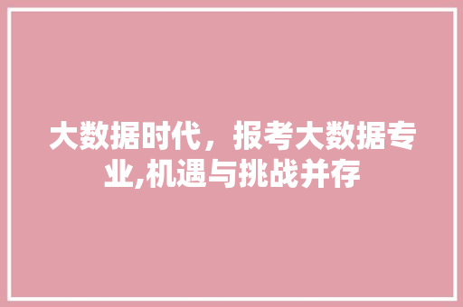 大数据时代，报考大数据专业,机遇与挑战并存