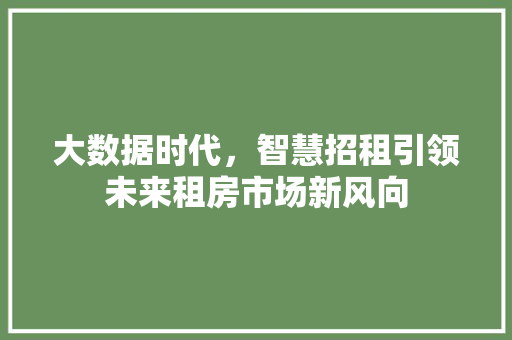 大数据时代，智慧招租引领未来租房市场新风向 建站教程