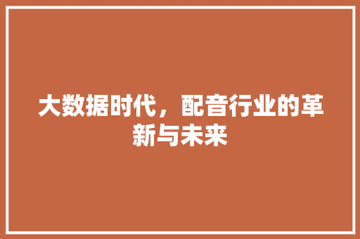 大数据时代，配音行业的革新与未来
