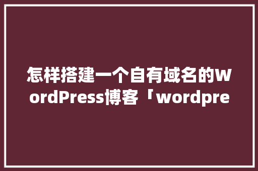 怎样搭建一个自有域名的WordPress博客「wordpress百度网盘」 SEO教程