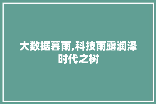 大数据暮雨,科技雨露润泽时代之树 WordPress教程