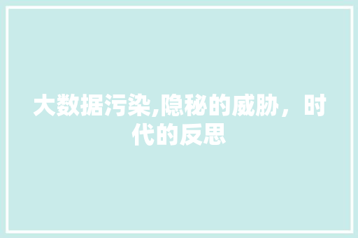 大数据污染,隐秘的威胁，时代的反思 WordPress教程