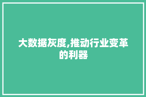 大数据灰度,推动行业变革的利器