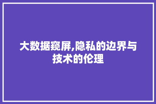 大数据窥屏,隐私的边界与技术的伦理 服务器/数据库