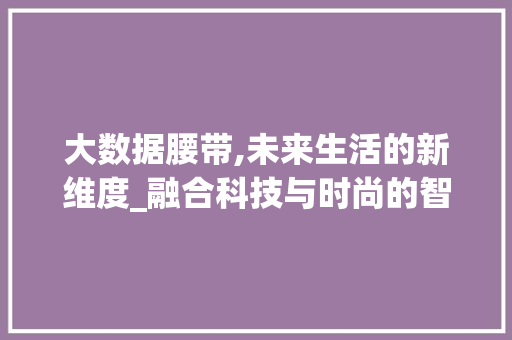 大数据腰带,未来生活的新维度_融合科技与时尚的智能革命