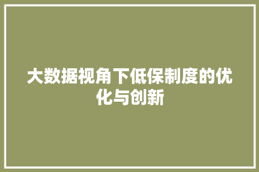 大数据视角下低保制度的优化与创新 Web前端