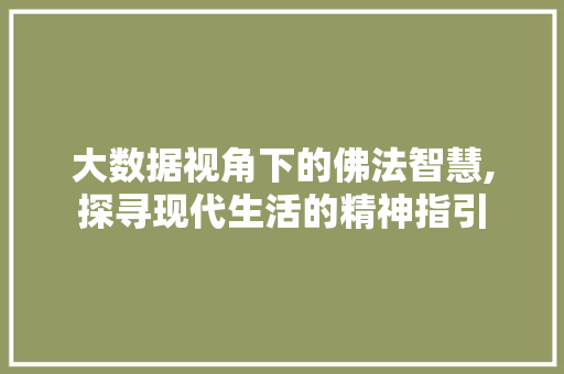 大数据视角下的佛法智慧,探寻现代生活的精神指引 友链在线