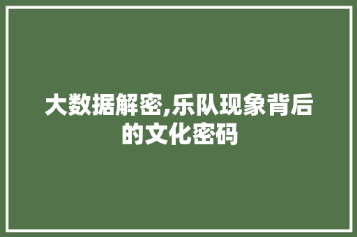 大数据解密,乐队现象背后的文化密码 Web前端