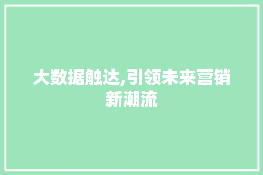 大数据触达,引领未来营销新潮流