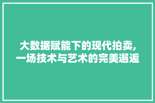 大数据赋能下的现代拍卖,一场技术与艺术的完美邂逅
