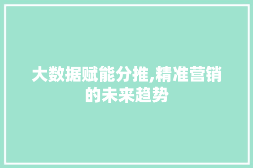 大数据赋能分推,精准营销的未来趋势