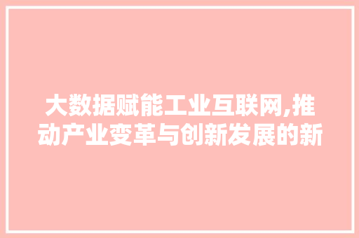 大数据赋能工业互联网,推动产业变革与创新发展的新引擎