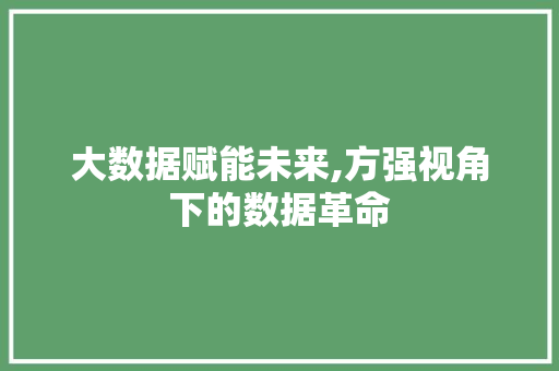 大数据赋能未来,方强视角下的数据革命