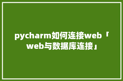 pycharm如何连接web「web与数据库连接」