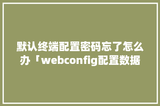 默认终端配置密码忘了怎么办「webconfig配置数据库」