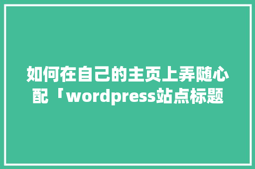 如何在自己的主页上弄随心配「wordpress站点标题」