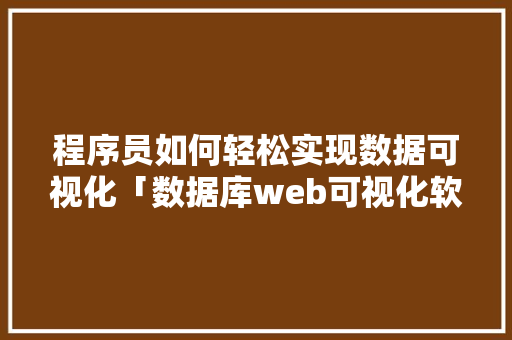 程序员如何轻松实现数据可视化「数据库web可视化软件」