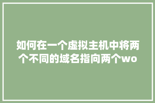 如何在一个虚拟主机中将两个不同的域名指向两个wordpress「wordpress教程 全套」