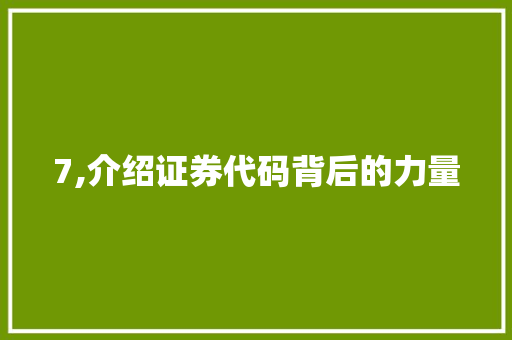 7,介绍证券代码背后的力量