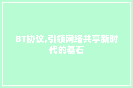 BT协议,引领网络共享新时代的基石