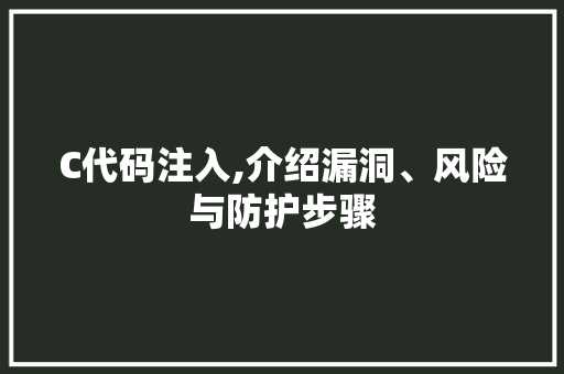 C代码注入,介绍漏洞、风险与防护步骤